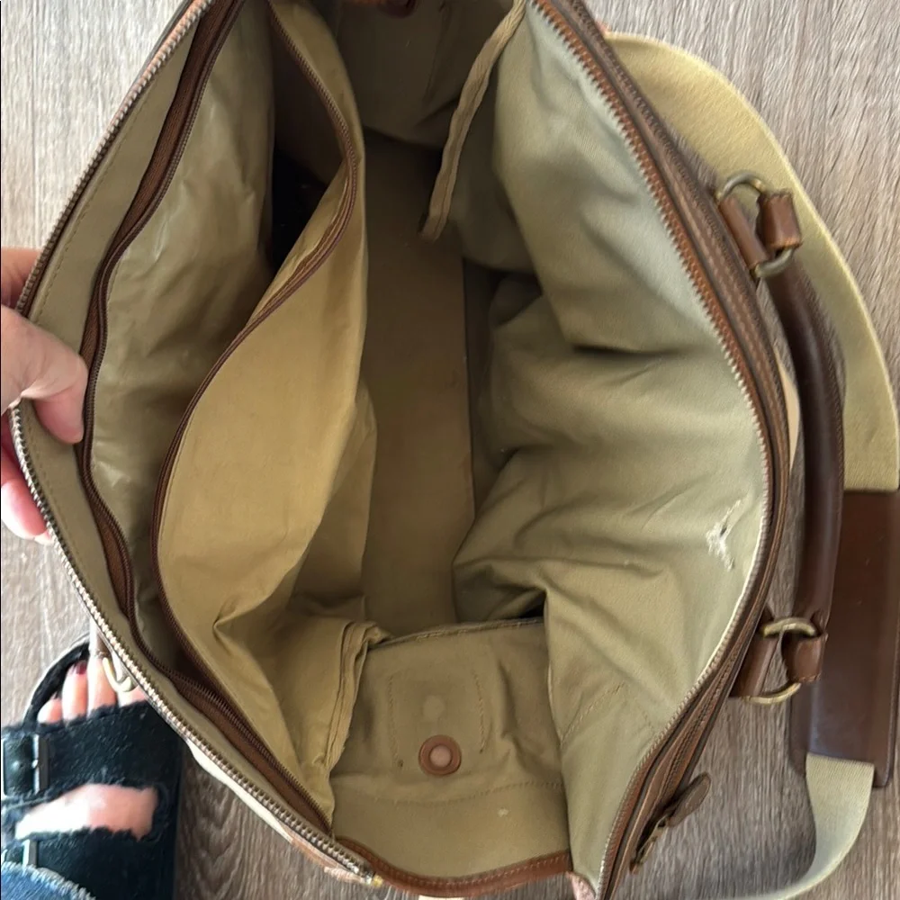 Ghurka Brown and Tan Duffel Bag with Leather Accents - Picture 5 of 7